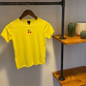 Kids Yellow Cherry Tee Shirt, Size 10/12